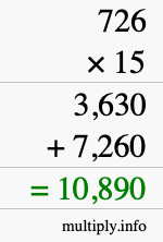 How to calculate 726 times 15 using long multiplication How to calculate 726 times 15 using long multiplication