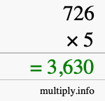How to calculate 726 times 5 using long multiplication How to calculate 726 times 5 using long multiplication