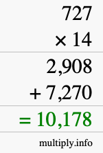 How to calculate 727 times 14 using long multiplication How to calculate 727 times 14 using long multiplication