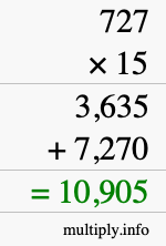 How to calculate 727 times 15 using long multiplication How to calculate 727 times 15 using long multiplication