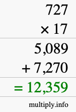 How to calculate 727 times 17 using long multiplication How to calculate 727 times 17 using long multiplication