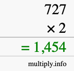 How to calculate 727 times 2 using long multiplication