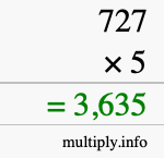 How to calculate 727 times 5 using long multiplication How to calculate 727 times 5 using long multiplication