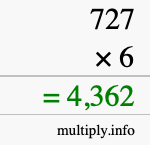 How to calculate 727 times 6 using long multiplication