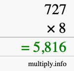 How to calculate 727 times 8 using long multiplication