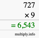 How to calculate 727 times 9 using long multiplication