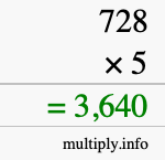 How to calculate 728 times 5 using long multiplication How to calculate 728 times 5 using long multiplication