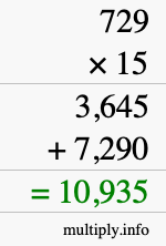 How to calculate 729 times 15 using long multiplication How to calculate 729 times 15 using long multiplication