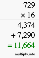 How to calculate 729 times 16 using long multiplication