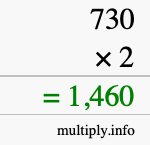 How to calculate 730 times 2 using long multiplication How to calculate 730 times 2 using long multiplication