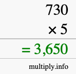 How to calculate 730 times 5 using long multiplication How to calculate 730 times 5 using long multiplication