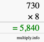 How to calculate 730 times 8 using long multiplication