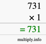 How to calculate 731 times 1 using long multiplication How to calculate 731 times 1 using long multiplication