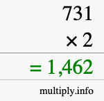 How to calculate 731 times 2 using long multiplication How to calculate 731 times 2 using long multiplication