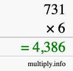 How to calculate 731 times 6 using long multiplication