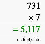 How to calculate 731 times 7 using long multiplication How to calculate 731 times 7 using long multiplication