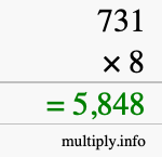 How to calculate 731 times 8 using long multiplication