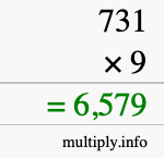 How to calculate 731 times 9 using long multiplication