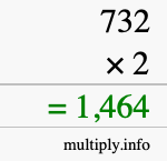 How to calculate 732 times 2 using long multiplication