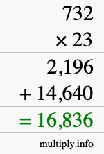 How to calculate 732 times 23 using long multiplication How to calculate 732 times 23 using long multiplication