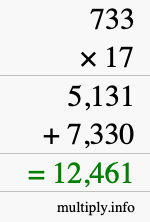 How to calculate 733 times 17 using long multiplication How to calculate 733 times 17 using long multiplication