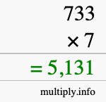 How to calculate 733 times 7 using long multiplication