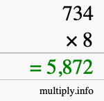 How to calculate 734 times 8 using long multiplication