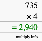 How to calculate 735 times 4 using long multiplication