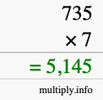 How to calculate 735 times 7 using long multiplication How to calculate 735 times 7 using long multiplication