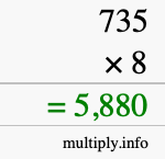 How to calculate 735 times 8 using long multiplication