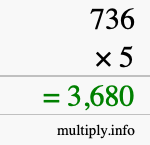How to calculate 736 times 5 using long multiplication How to calculate 736 times 5 using long multiplication