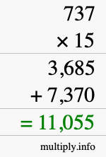 How to calculate 737 times 15 using long multiplication How to calculate 737 times 15 using long multiplication