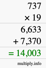 How to calculate 737 times 19 using long multiplication
