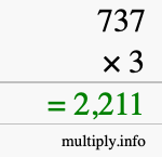 How to calculate 737 times 3 using long multiplication