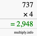 How to calculate 737 times 4 using long multiplication