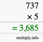 How to calculate 737 times 5 using long multiplication How to calculate 737 times 5 using long multiplication