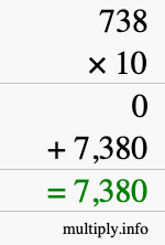 How to calculate 738 times 10 using long multiplication How to calculate 738 times 10 using long multiplication