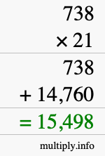 How to calculate 738 times 21 using long multiplication