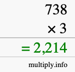 How to calculate 738 times 3 using long multiplication