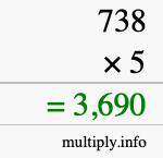 How to calculate 738 times 5 using long multiplication How to calculate 738 times 5 using long multiplication
