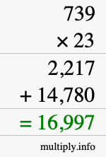 How to calculate 739 times 23 using long multiplication