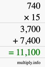 How to calculate 740 times 15 using long multiplication How to calculate 740 times 15 using long multiplication