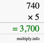 How to calculate 740 times 5 using long multiplication How to calculate 740 times 5 using long multiplication
