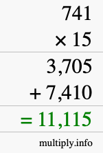 How to calculate 741 times 15 using long multiplication How to calculate 741 times 15 using long multiplication