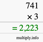 How to calculate 741 times 3 using long multiplication