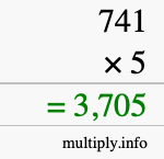How to calculate 741 times 5 using long multiplication How to calculate 741 times 5 using long multiplication