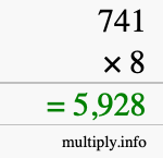 How to calculate 741 times 8 using long multiplication