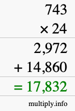 How to calculate 743 times 24 using long multiplication How to calculate 743 times 24 using long multiplication