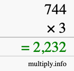How to calculate 744 times 3 using long multiplication How to calculate 744 times 3 using long multiplication