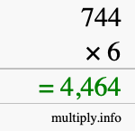 How to calculate 744 times 6 using long multiplication